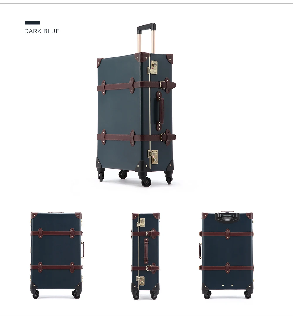 UNIWALKER, 20, 22, 24 дюйма, багаж из коровьей кожи, натуральная кожа, винтажный Дорожный чемодан, Классический ретро багаж с вращающимися колесами