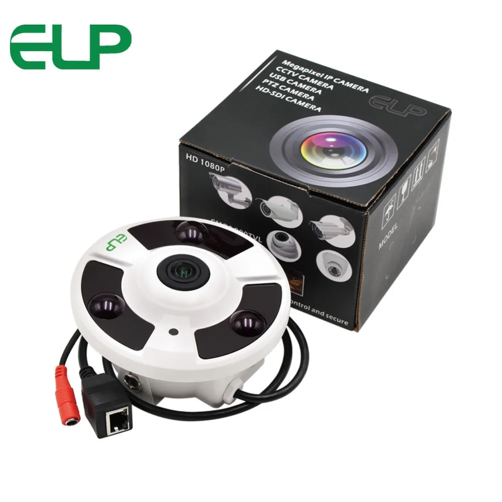 ELP CCTV HD 1080P IP камера 2 0 мегапиксельная Рыбий глаз объектив панорама обзор 360