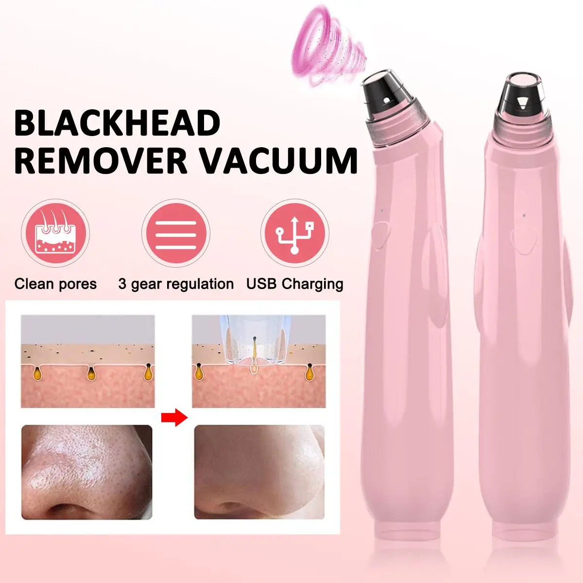 Электрический беспроводной пылесос для удаления угрей и прыщей с зарядкой