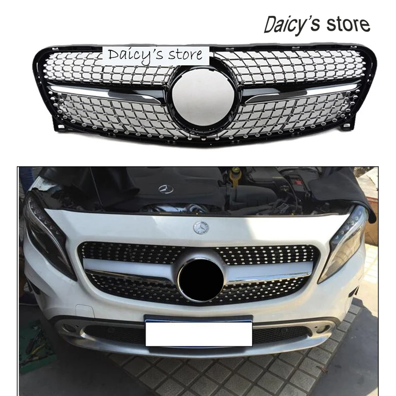 Diamond grille suitable for M-Benz GLA Class X156 Grill GLA180 200 250 GLA45 2014-18 ABS radiator mesh without central logo | Автомобили и