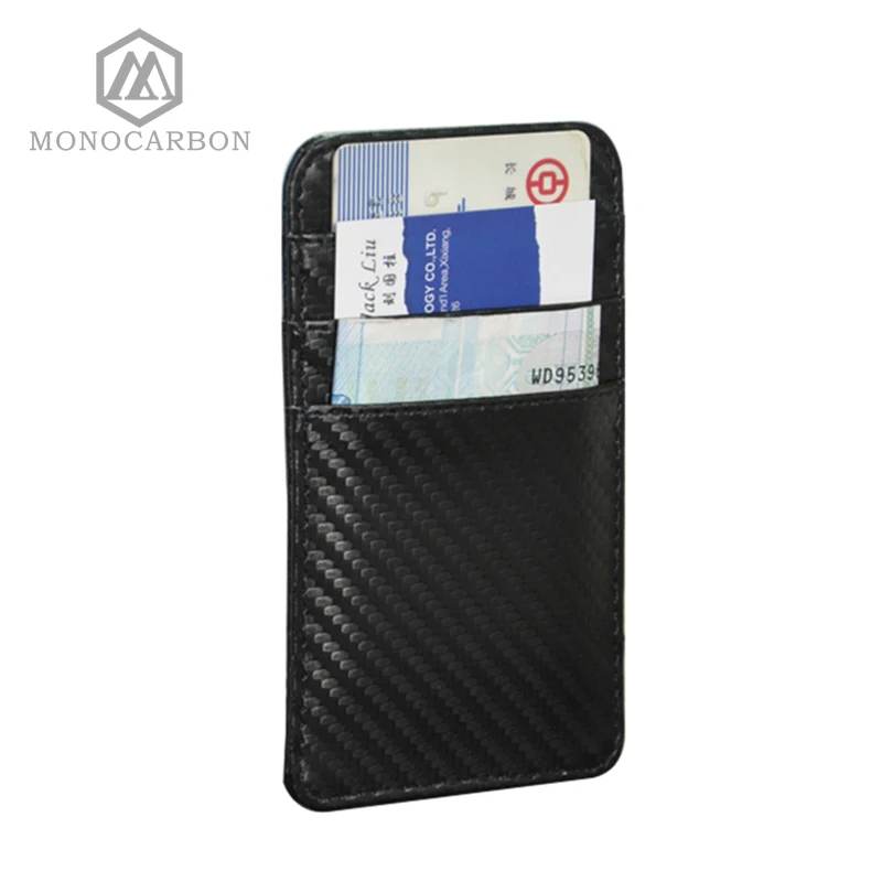 Мужской кошелек для карт MONOCARBON многофункциональный из полиуретана и углеродного