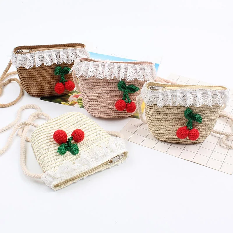 Модная Летняя Детская сумка через плечо для девочек милая соломенная мессенджер