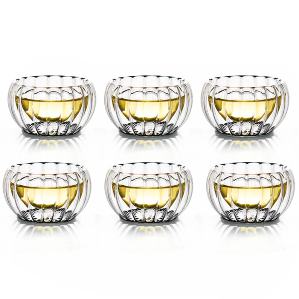 Двухслойная стеклянная чашка для чая Caneca Kung Fu Copo теплоизоляционная посуда