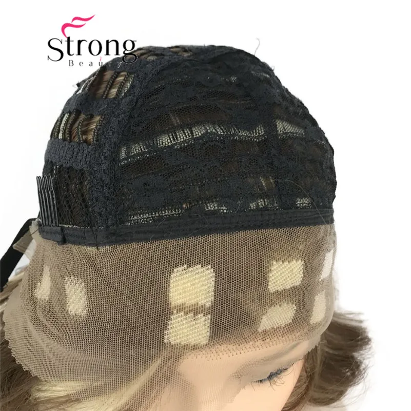 StrongBeauty парики на кружеве для женщин коричневый микс Glueless длинные волнистые синтетические термостойкие волосы парик выбор цвета