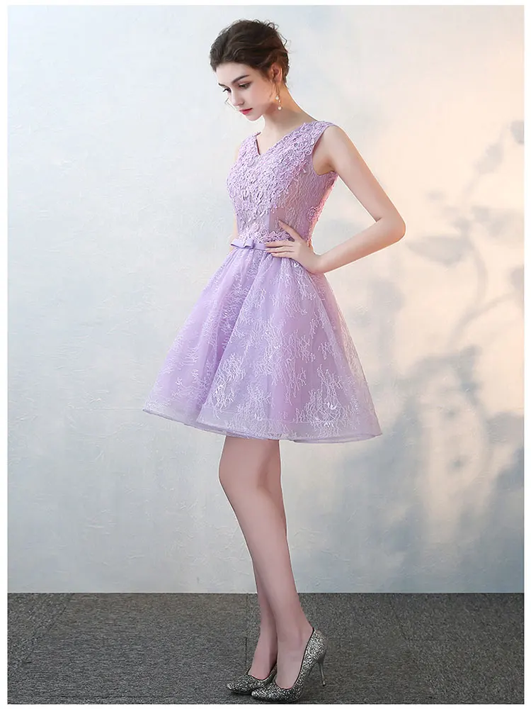 Robe de soiree фиолетовое короткое вечернее платье без рукавов с v-образным вырезом vestido de festa выпускное платье вечернее платье на заказ