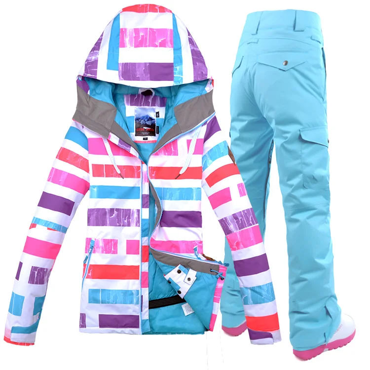 snow set 9 Горнолыжный костюм женский зима,Зима Женщин Сноуборд костюм,лыжные куртки женские, горнолыжный костюм женский, теплая, водонепроницаемая, горнолыжная куртка GS - Цвет: snow set 9