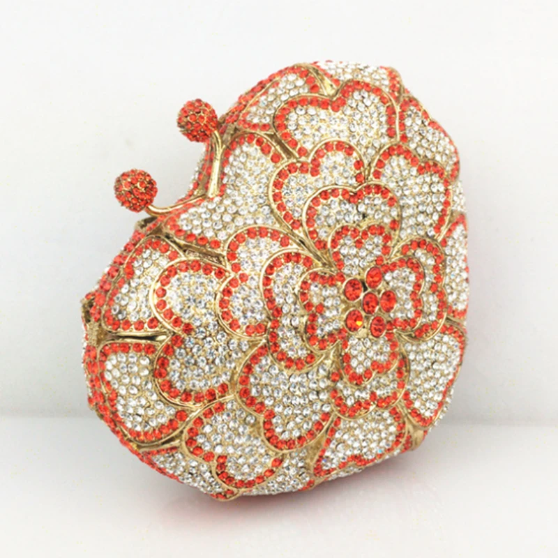 

Hollow Out Heart Shape Crystals Evening Bags Sliver And Gold Clutches Women Wedding Party Purse Clutch Fashion Ladies Dinner Bag