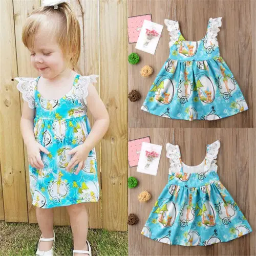 2018 новое летнее кружевное платье для маленьких девочек голубое принцессы с