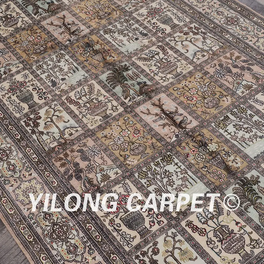 YILONG 5 'x 8' Цветочные четыре сезона персидский Прочный Шелковый ковер ценное