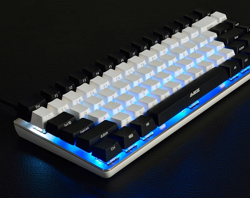 Ajazz AK33 боковые резные колпачки для ключей 82 клавишная панель из сплава USB Проводная Подсветка Mechanica клавиатура синяя/черная ось со съемным кабелем