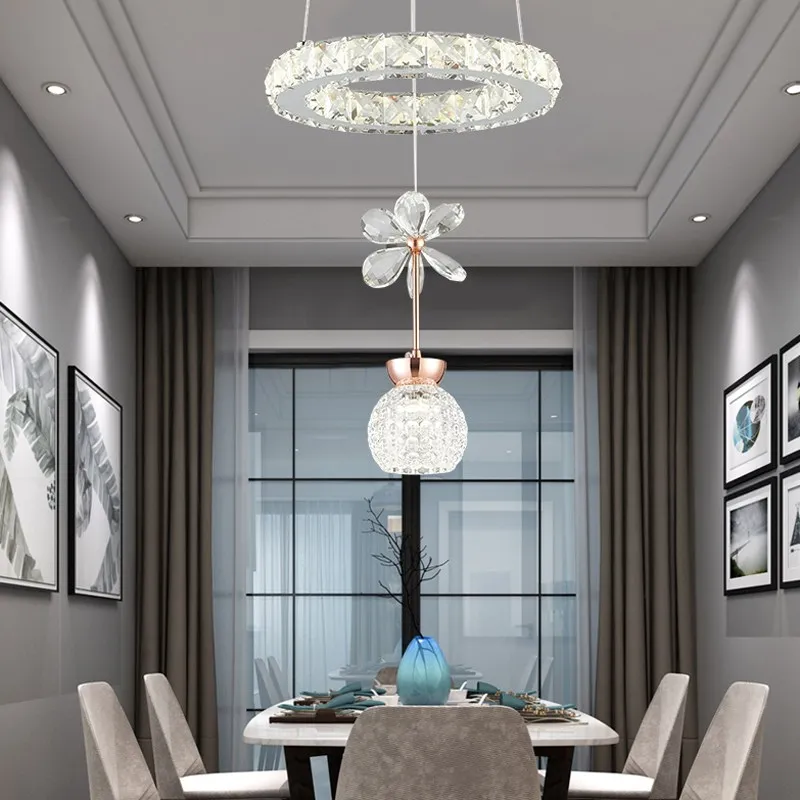 Современный светодиодный светильник-люстра из нержавеющей стали lustre para sala светодиодный Kroonluchter комнатная Подвесная лампа хрустальная люстра светильник