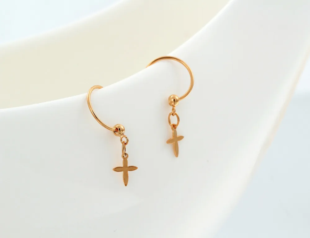 Милые латунные w желтые золотые серьги кольца на удачу маленькие для женщин детей