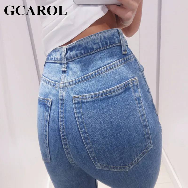 GCAROL 2021 женские джинсы с высокой талией винтажные узкие карандаш для мамы