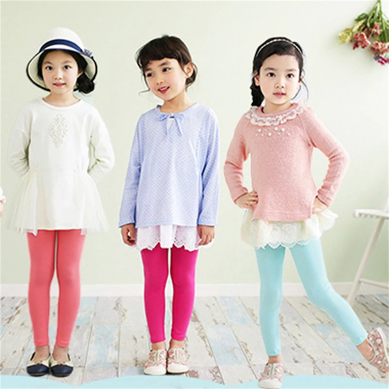 2017 Лидер продаж для маленьких девочек эластичные леггинсы штаны ребенок конфеты