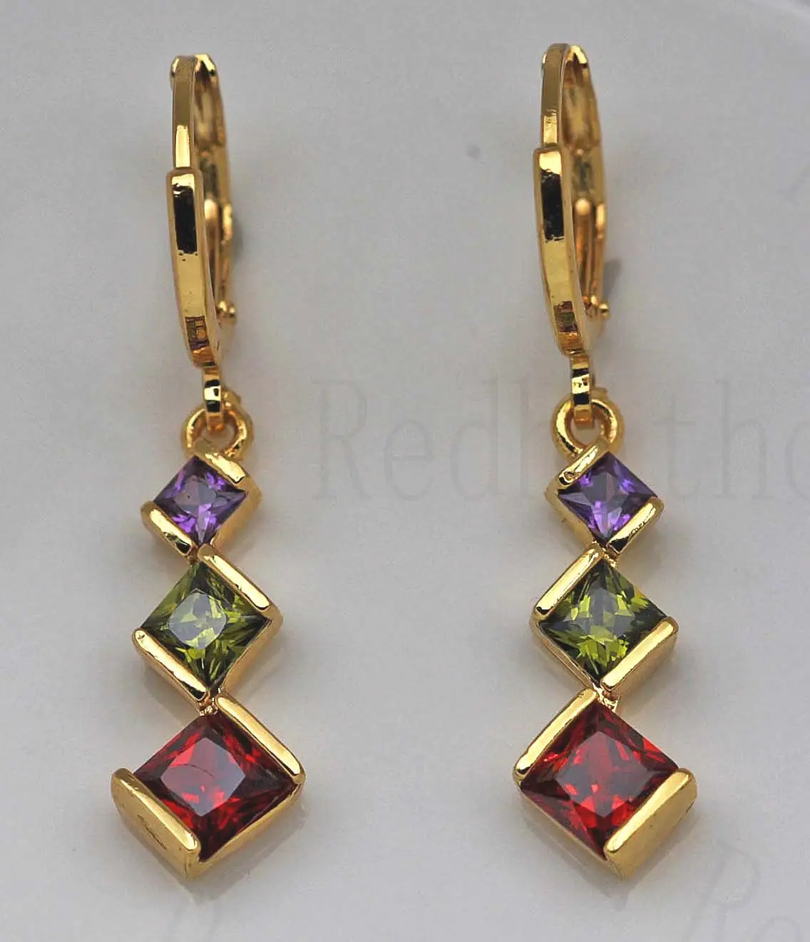 Роскошные Новые висячие серьги для женщин золотого цвета с квадратным радужным