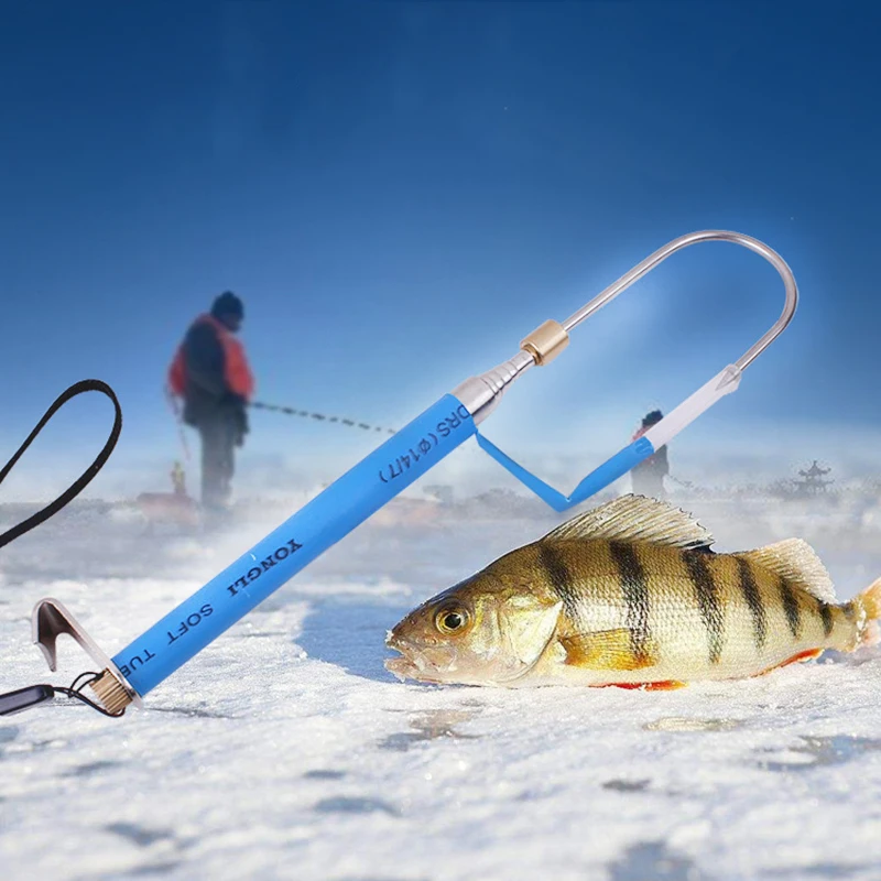 

Крючки для подледной рыбалки из нержавеющей стали длиной 110 см, рыболовный крючок для лодки, многоцелевой Телескопический крючок, рыболовны...