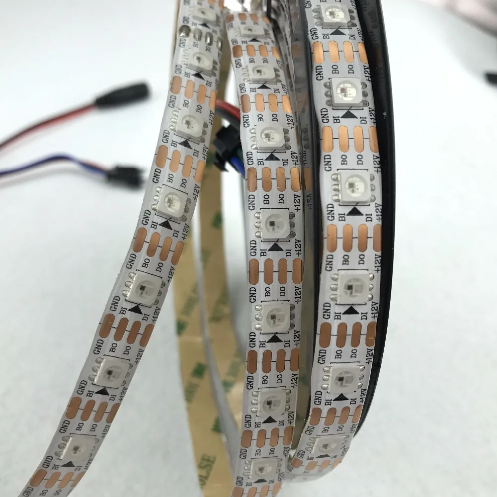 WS2815 DC12V прибор приемно-полноцветный RGB светодиодный полосы; 5 м/катушка; 30 светодиодный s/60 Светодиодный s/m; белый/черный pcb; водонепроницаемый в силиконовое покрытие; IP65