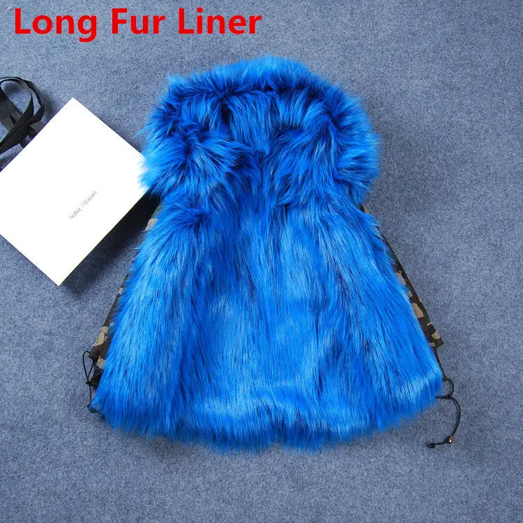 E Long Fur Liner Пальто с мехом для мальчиков и девочек; парки; зимние детские куртки с большим меховым воротником; пальто со съемной подкладкой из лисьего меха; детская плотная теплая верхняя одежда с капюшоном - Цвет: E Long Fur Liner