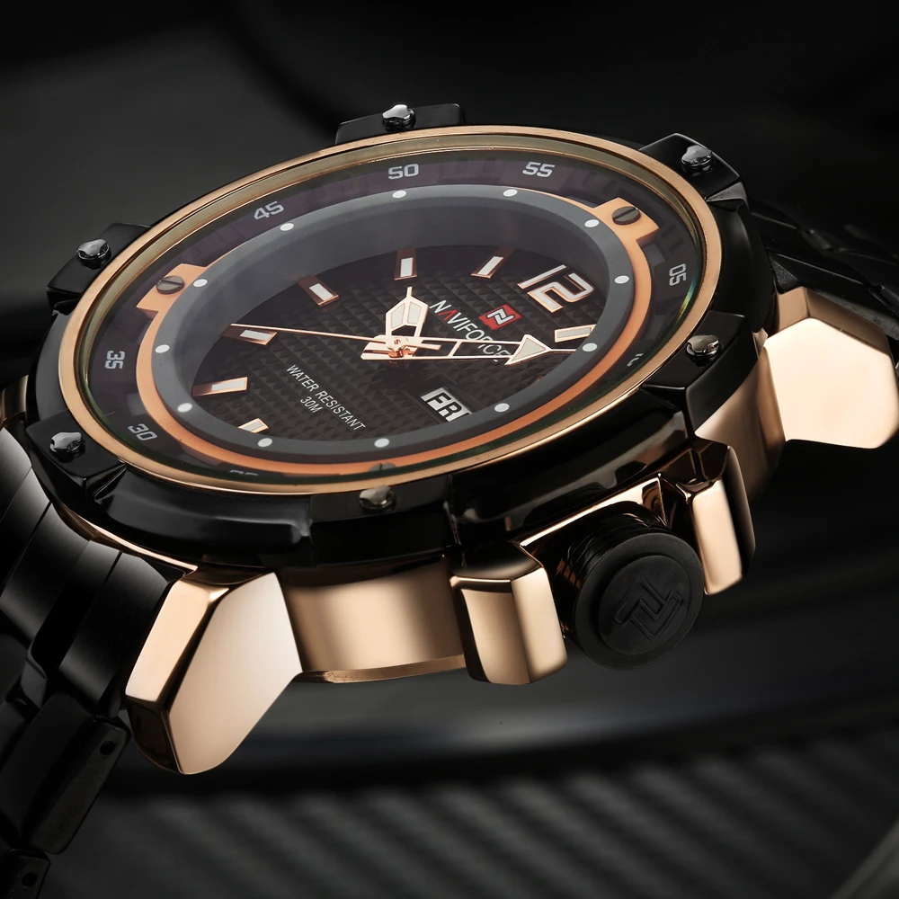 NAVIFORCE для мужчин бренд полный сталь кварцевые часы человек армейские водостойкие
