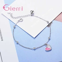 factory price sweet 2 colours love heart pendant 925 sterling silver bracelet for women girls engagement jewelry