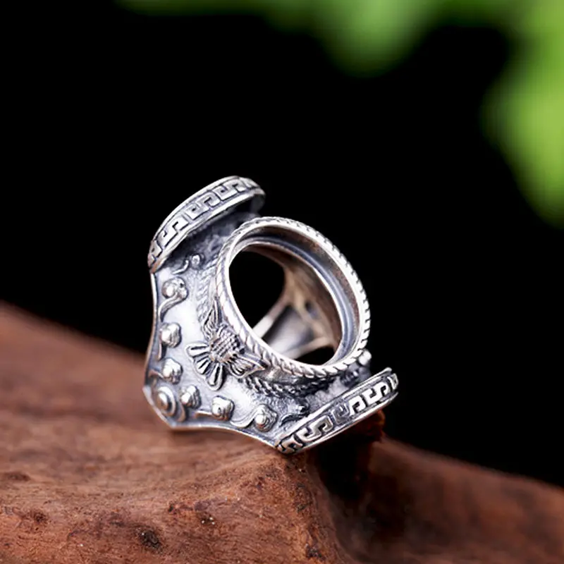 Мужское кольцо из стерлингового серебра 925 пробы овальное 12x15 мм с полукреплением