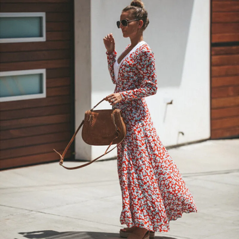 Женское кимоно с цветочным принтом Пляжное открытой передней частью Свободный