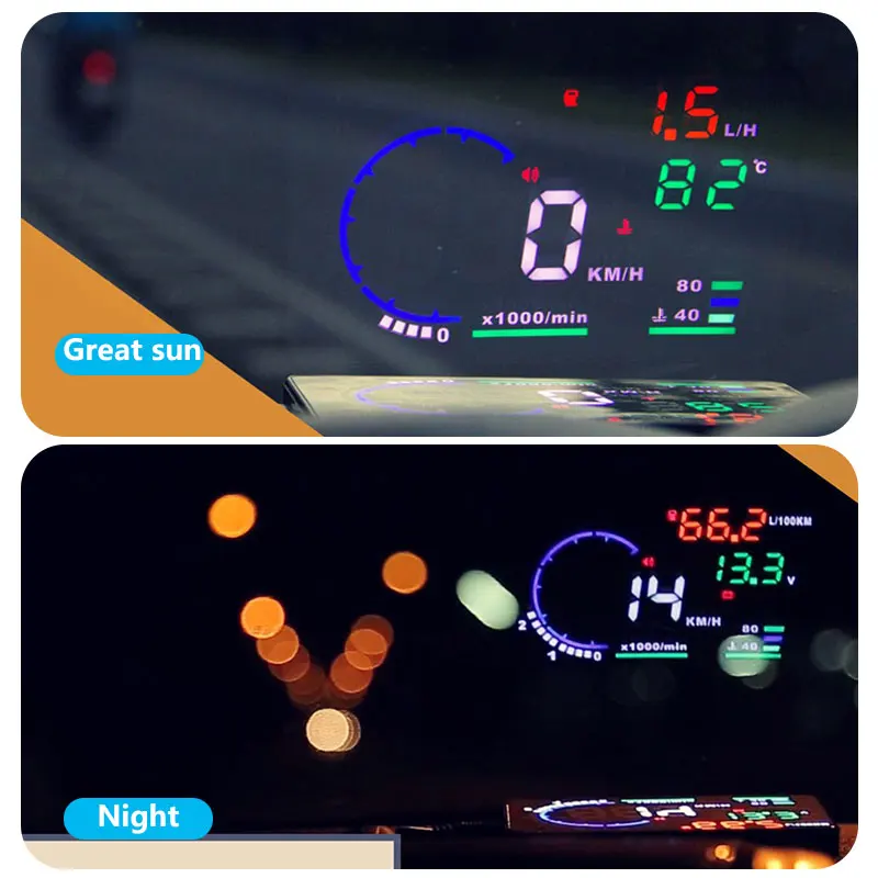 GEYIREN A8 5," Автомобильный HUD Дисплей лобовое стекло проектор расход топлива превышение скорости сигнализации DC9-16V для безопасного вождения