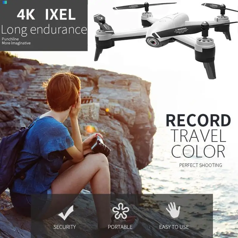 Дрон с дистанционным управлением 2,4 ГГц wifi FPV 720 P/1080 P/2 K HD Двойная камера 18 минут полёт Безголовый режим RC вертолет Квадрокоптер - Цвет: white 4k