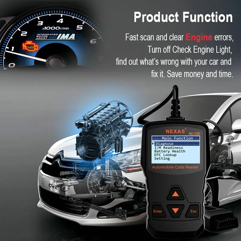 Nexas NL100 OBD2 автомобильный сканер OBDII автомобильный диагностический универсальный OBD 2 автоматический сканер PK ELM327 OBD EOBD диагностический инструмент