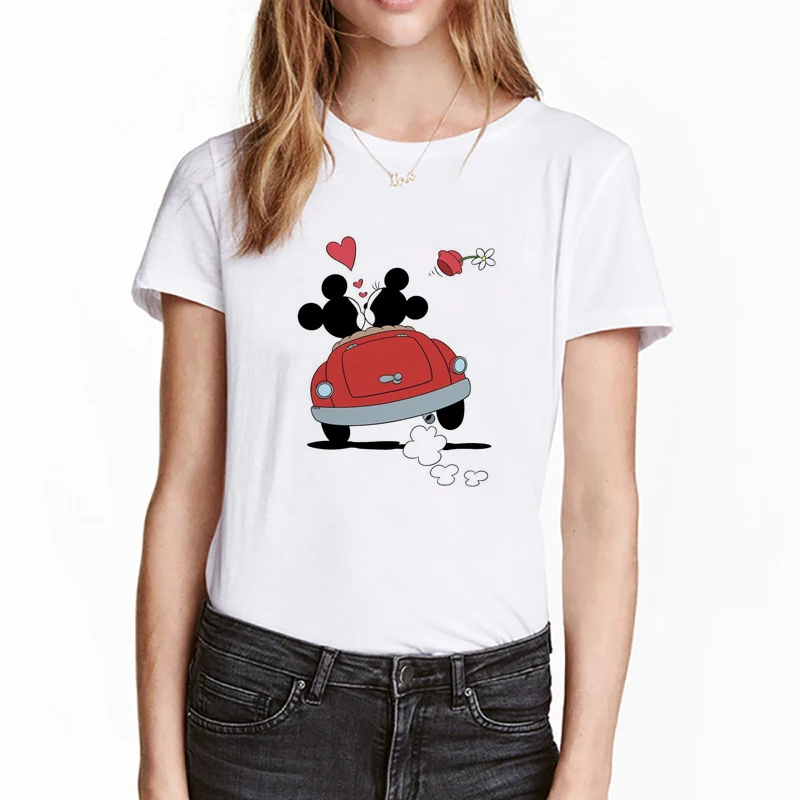 Новая модная футболка с Микки и Минни женские летние супер милые футболки