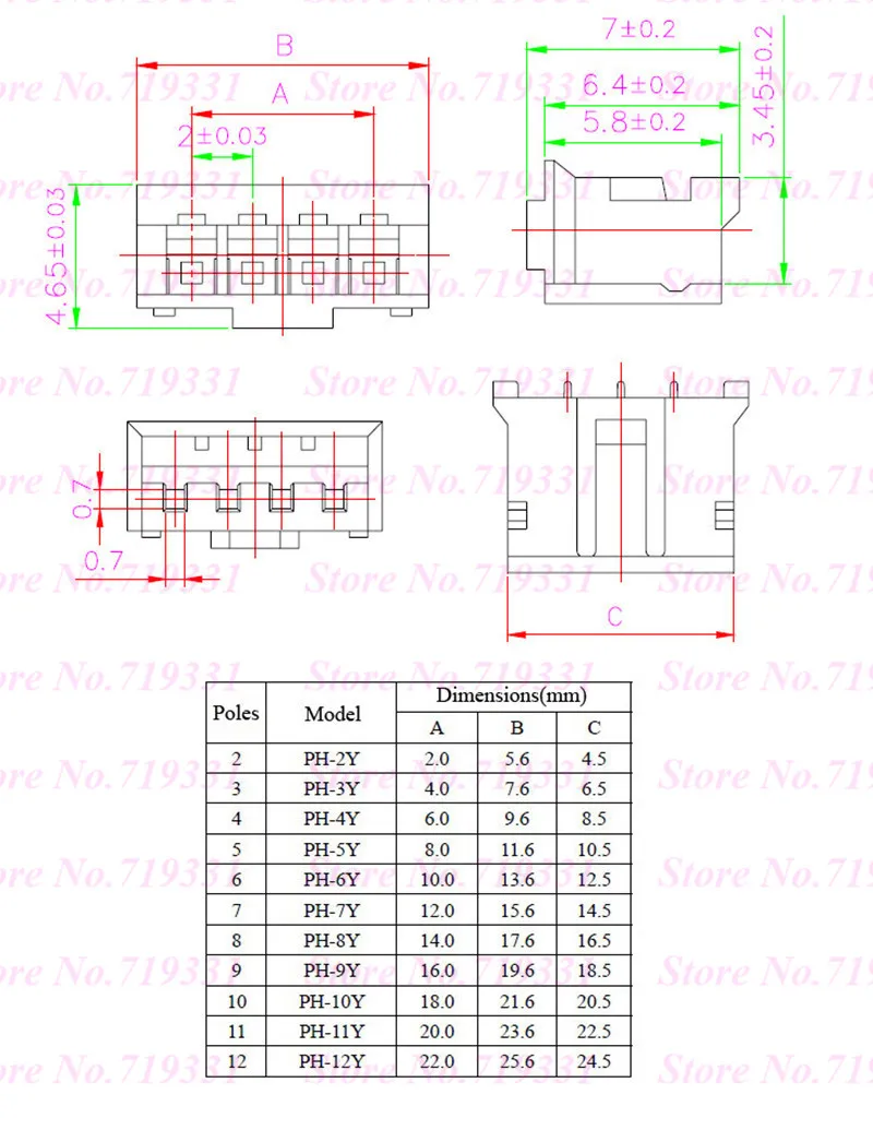 10 шт. JST SH ZH XH PH 1,0 ММ 1,25 мм 1,5 мм 2,0 мм 2,54 мм 2,0 2/3/4/5/6/12-контактный разъем с кабелем