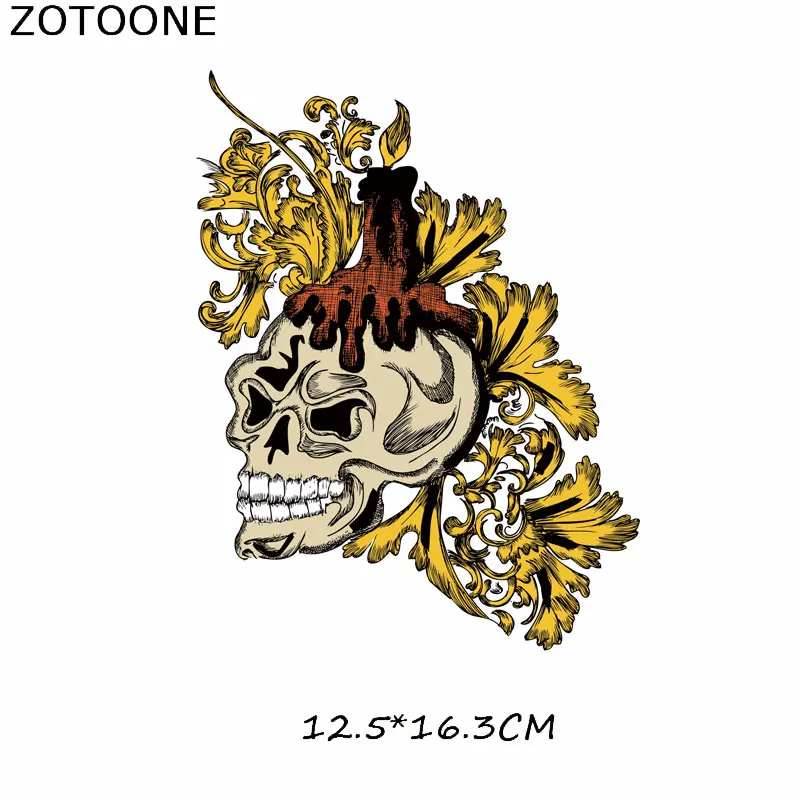 ZOTOONE полоски для одежды в стиле панк с изображением черепа переноса утюгом