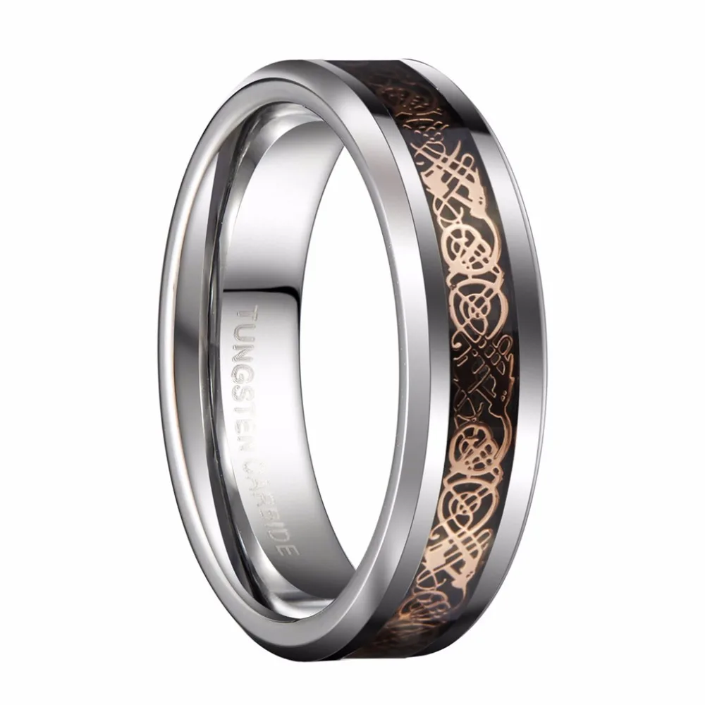 Обручальные кольца из карбида вольфрама 6 мм цвета розового золота кельтский