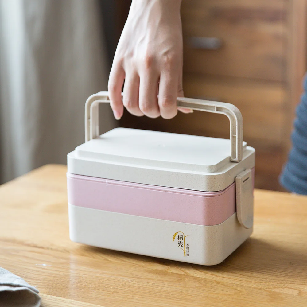 Классический двухслойный Bento Box столовая посуда контейнер для еды набор взрослых