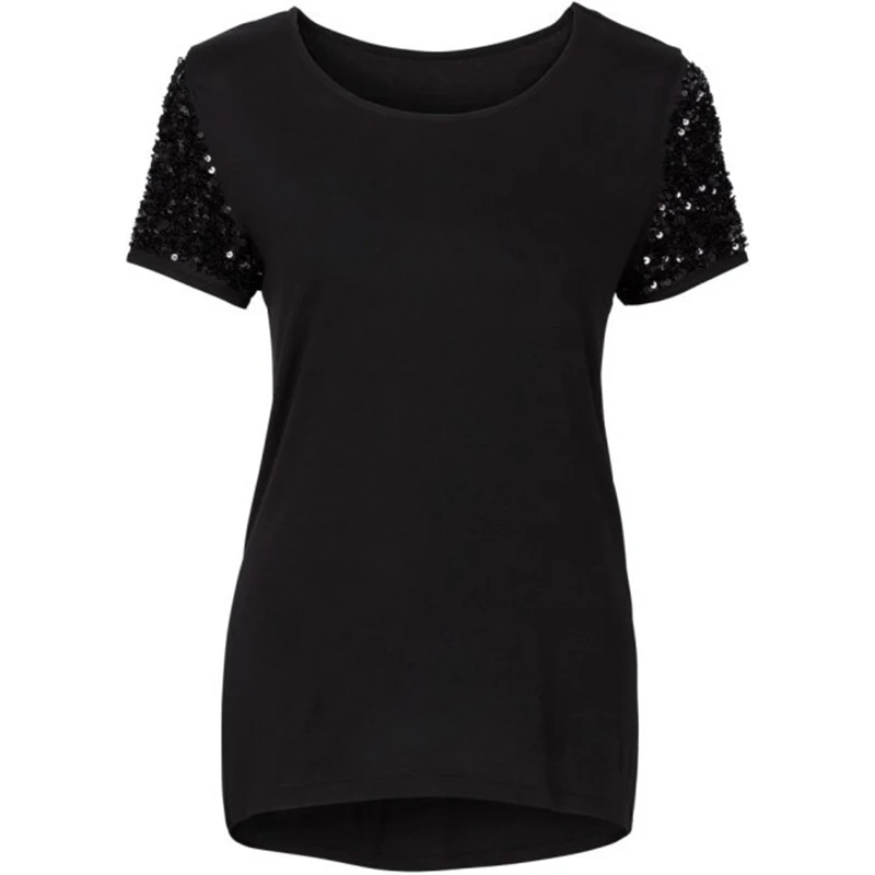 Летняя женская футболка с блестками модная коротким рукавом одежда Camisas Mujer