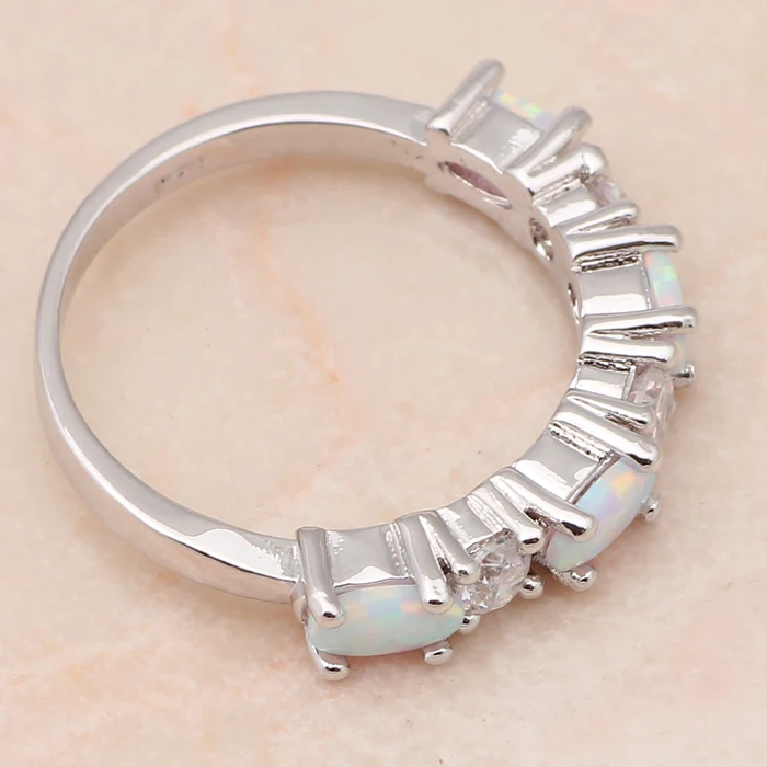 Летние ювелирные изделия Нежный дизайн Белый огненный опал серебряный