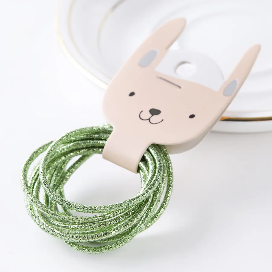 light green Новинка, 10 шт., карамельные цвета, нейлон, Золотая проволока, резинки, Детские Безопасные эластичные резинки для волос, конский хвост, держатель, Детские аксессуары для волос - Цвет: light green