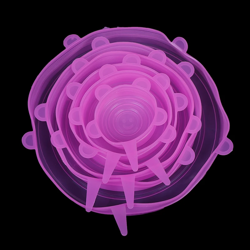 6 шт. набор эластичных крышек силиконовая чаша сковорода для приготовления пищи