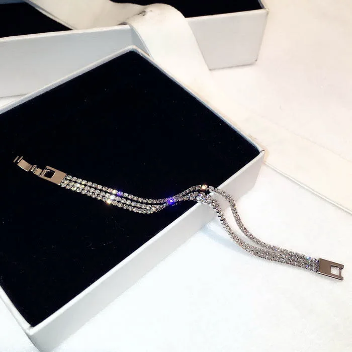 Full Rhinestone Bracelets For Women Bijoux Gold-color Chain New Fashion Jewelry Fine Gift | Украшения и аксессуары