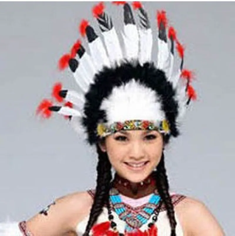 Indian feathered head with Brazil Carnival feather headdress 17 chieftain headwear | Дом и сад