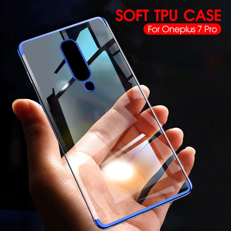 Transparent TPU Case For Oneplus 7 Pro 6T 5T 5 Soft Cover Silicone Plating Bumper Protective Phone Capa One plus |