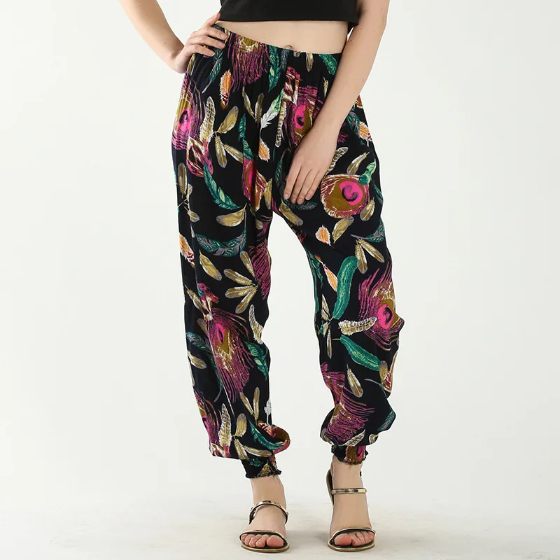 Брюки карго женские брюки 2019 летние новые хлопковые с цветочным принтом