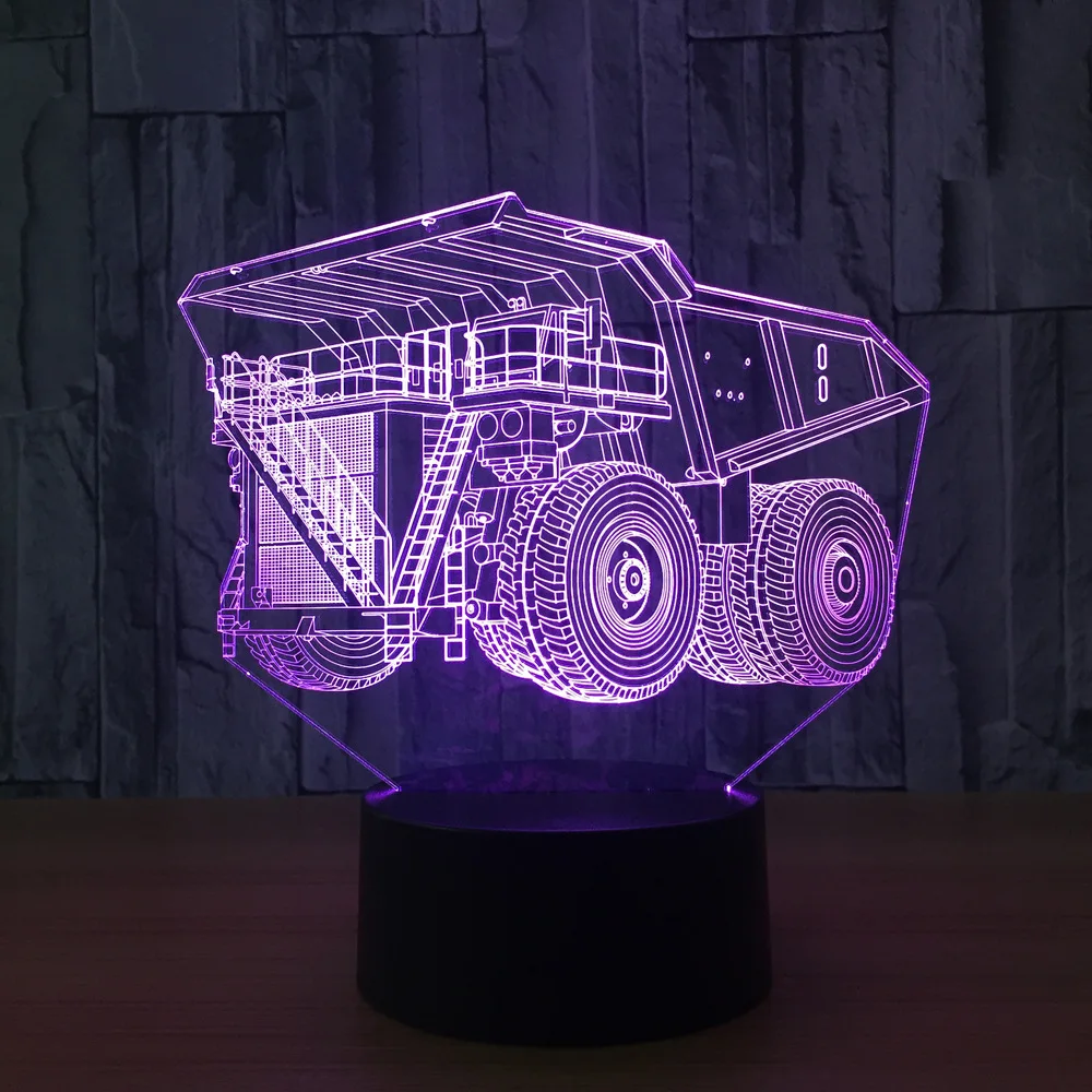 

Супер Грузовик 7 цветов лампа 3D визуальные Светодиодные ночные светильники для детей сенсорный Usb настольная лампа детский ночник лампа с д...