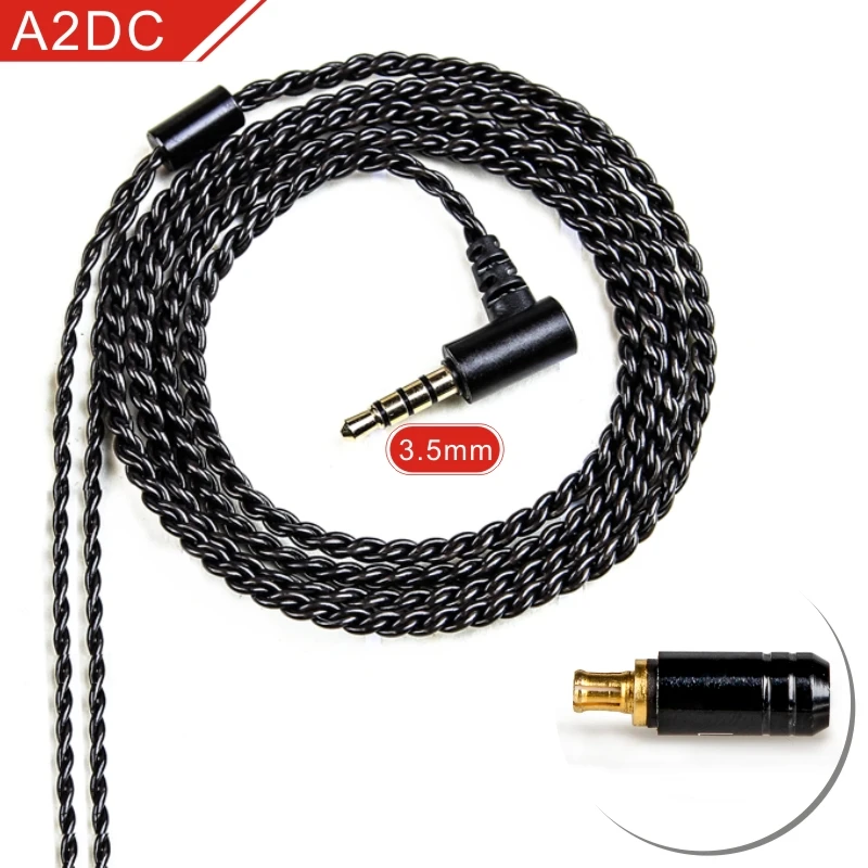 Black A2DC FDBRO кабель для наушников посеребренный провод MMCX кабель для SE425 SE535 IE80 IE8I IE8 A2DC IM 2Pin 0,78 мм чехол - Цвет: Black A2DC