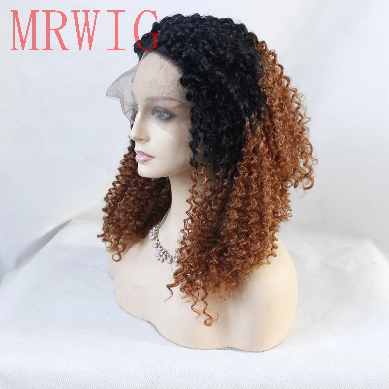 MRWIG 1b # Ombre #30 Auburn кудрявый синтетический парик фронта шнурка бесклеевая