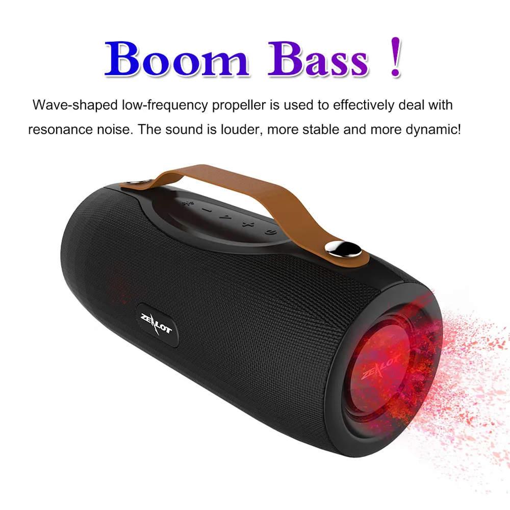 ZEALOT S29 портативный Bluetooth динамик бум бас сабвуфер FM радио беспроводной открытый +