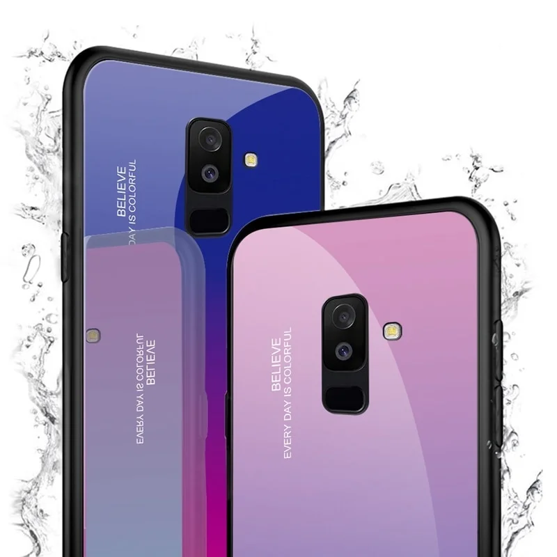 Tempered Glass Phone Case For Samsung Galaxy S8 S7 S9 S10 Plus Lite S10E Gradient Color Cover Note 8 9 A70 A10 |