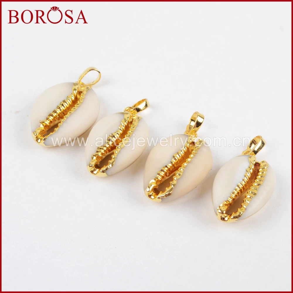 BOROSA натуральная раковина Друза кулон из бисера золотой цвет Cowrie ракушки Drusy для