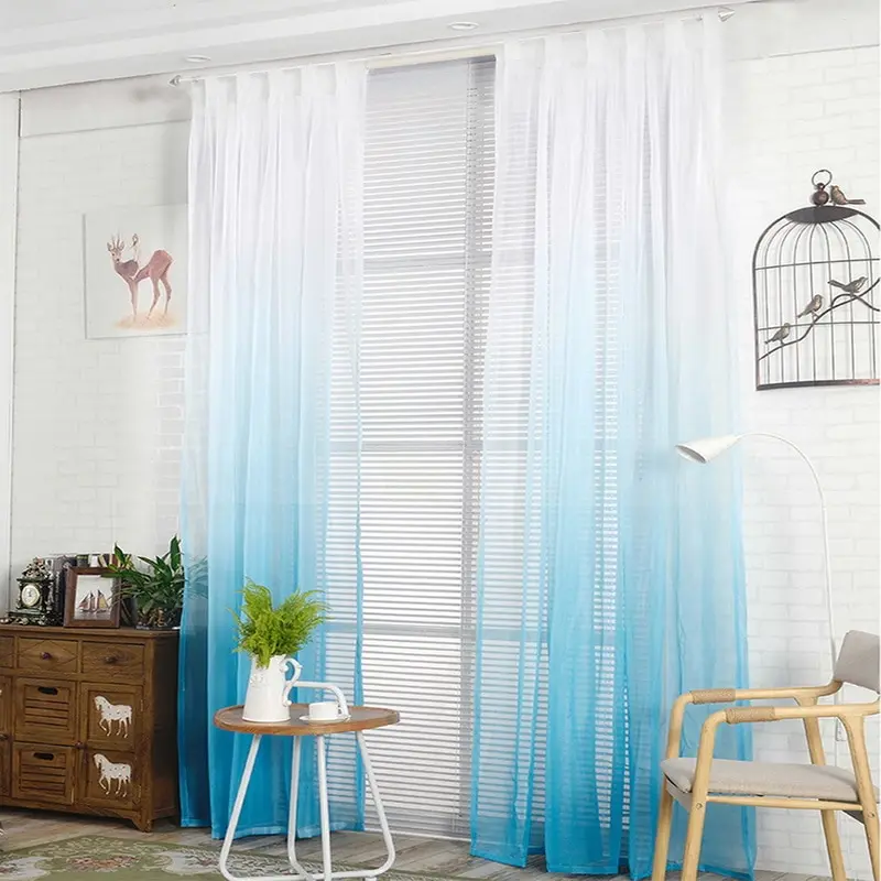 Модные шторы градиентные цветные принтованные вуаль серые оконные тюль отвесные