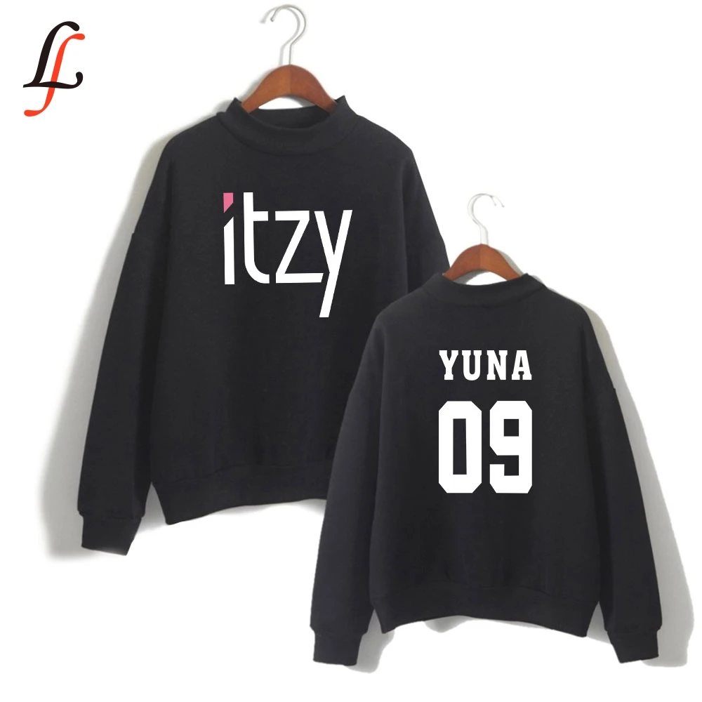 Itzy с буквенным принтом harajuku водолазки Толстовки Kpop Женская одежда оверсайз